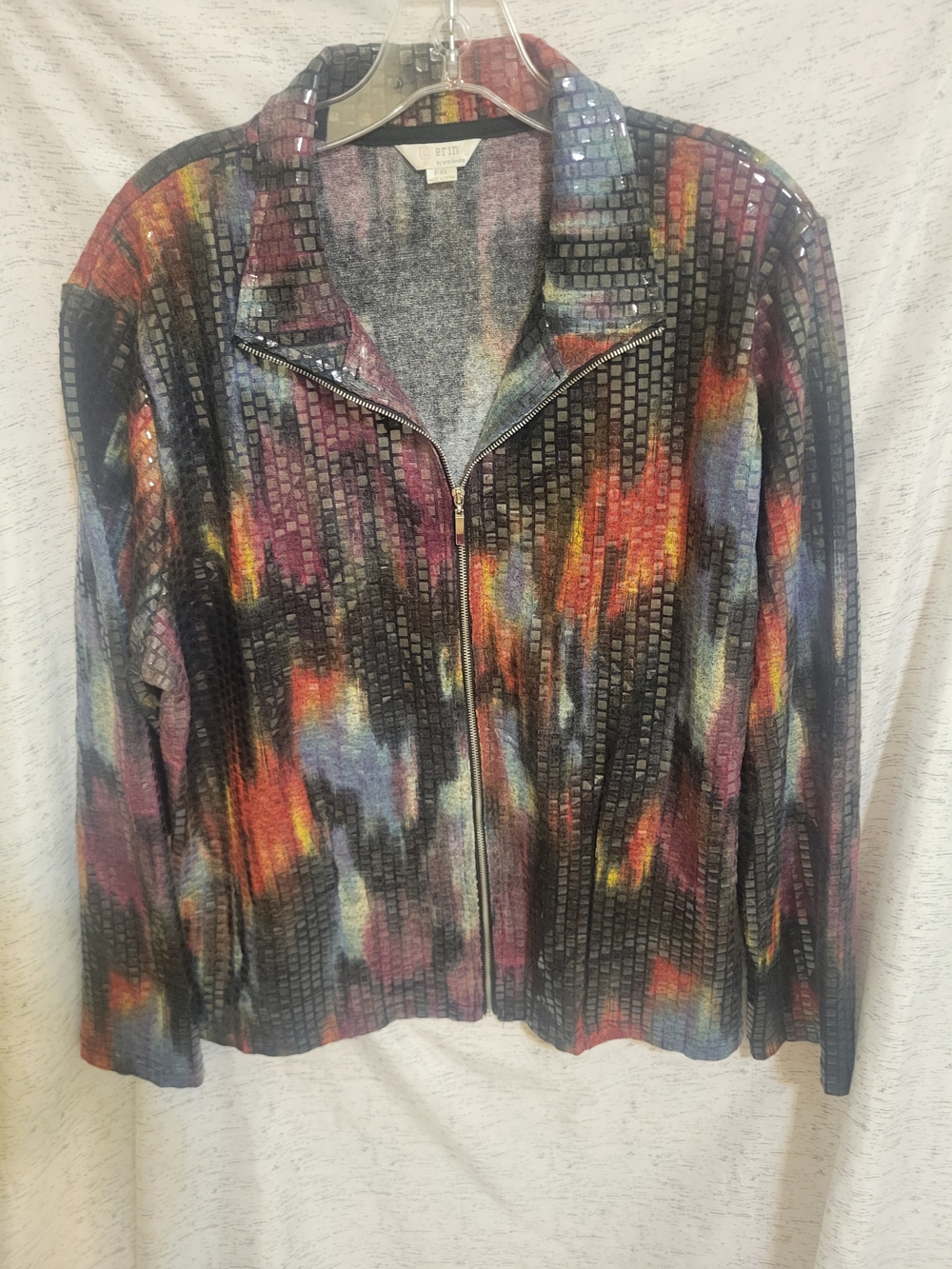 erin london Multicolor Mosaic-Effect Bomber Jacket